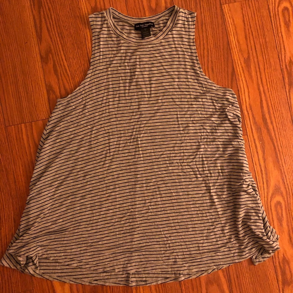 Gray and black striped mini dress